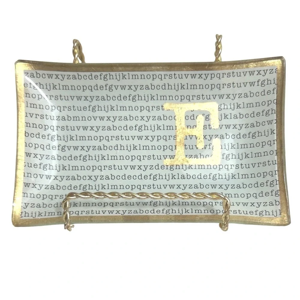Jay Companies American Atelier Gold Accent Tray Letter E Trinket Rings Chic Boho